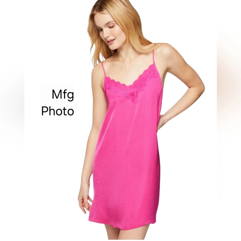 Soma Crinkle SatinLace-Trim Chemise, Womens Small - Picture 1 of 7